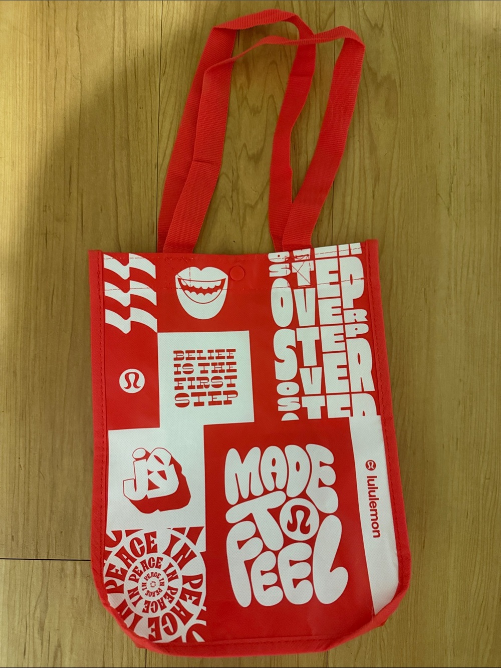 lululemon athletica Red Graphic Tote Bag with White Print